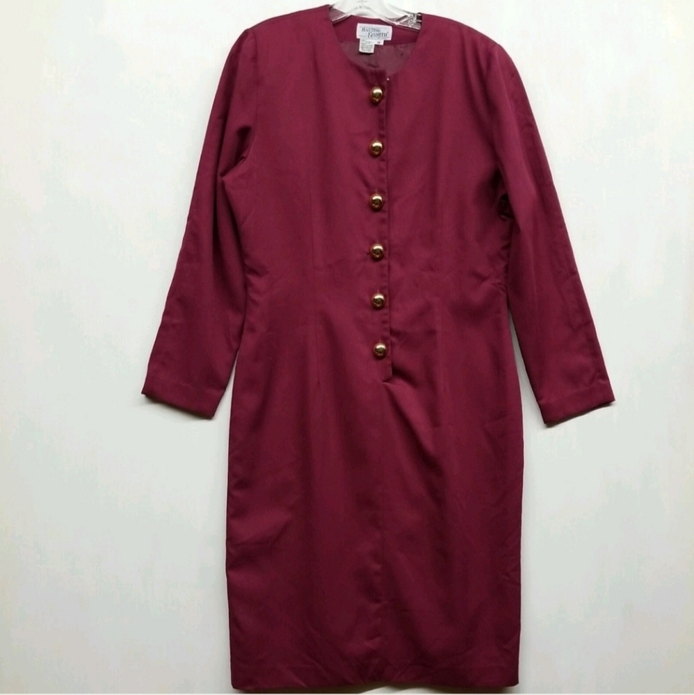 Vintage Hasting & Smith Women's Dress Partial Button  Front Sz. 14 Long Sleeve